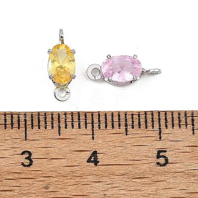 SHEGRACE Brass Pave Cubic Zirconia Oval Connector Charms XGRQ2O679-437P-1