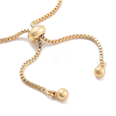 Brass Pave Clear Cubic Zirconia Flat Round Box Chain Slider Bracelets BJEW-B094-12A-G-1
