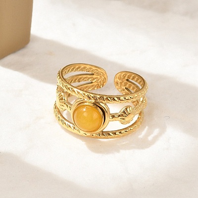 Natural Gemstone Finger Rings RJEW-K290-14G-1