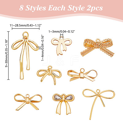 16Pcs 8 Styles Brass Pendants KK-AR0004-62-1