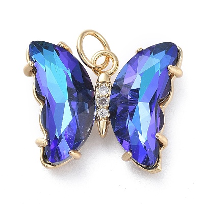 Brass Micro Pave Clear Cubic Zirconia Pendant ZIRC-P079-B02-09-1