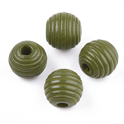 Painted Natural Wood Beehive Beads WOOD-S049-04A-05-1