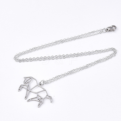 Non-Tarnish 201 Stainless Steel Pendant Necklaces NJEW-T009-JN038-1-45-1