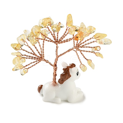 Natural Citrine Chips Tree of Life Decorations DJEW-A017-01P-1