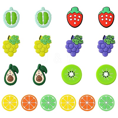 18Pcs 9 Styles Fruit Theme Food Grade Silicone Focal Beads SIL-CJ0002-18-1
