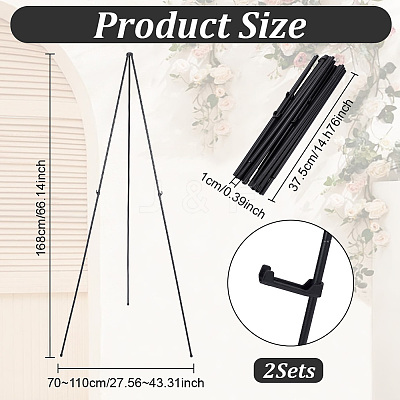2Pcs Foldable Iron Display Easels for Photo ODIS-WH0030-349-1
