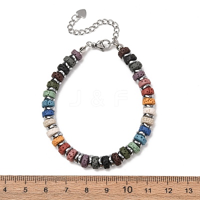Chakra Dyed Natural Lava Rock Heishi Beaded Bracelets GG-CBA922D-02-1