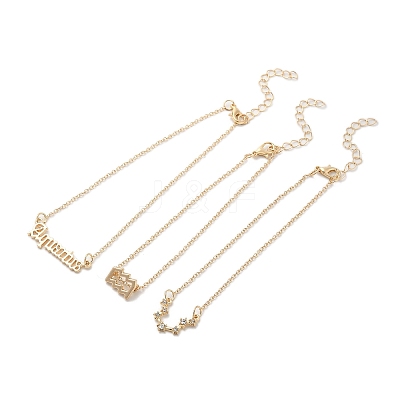 3Pcs Alloy Rhinestones Anklets AJEW-S083-01G-03-1
