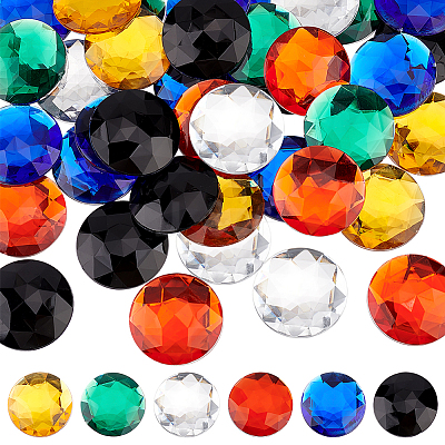 60Pcs 6 Colors Flat Back Acrylic Rhinestone Cabochons OACR-OC0001-16A-1