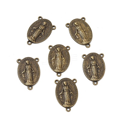 Holy Oval Carved Virgin Mary Tibetan Style Alloy Chandelier Component Links TIBEP-LF0961YKG-AB-LF-1