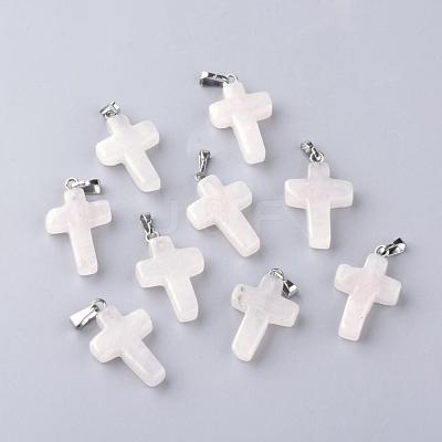 Natural Rose Quartz Pendants G-J354-09-1
