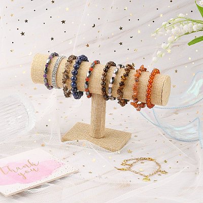 Linen T-Bar Bracelet Display Stands BDIS-WH0003-04B-1