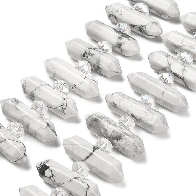 Natural Howlite Double Terminated Point Beads Strands G-H069-B12-01-1
