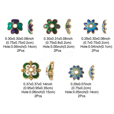 10Pcs 5 Style Alloy Enamel Bead Caps ENAM-YW0003-22-1
