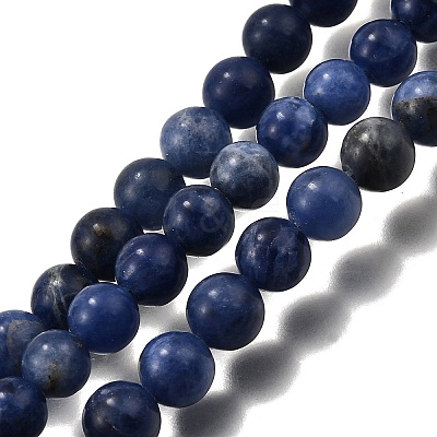 Natural Sodalite Round Bead Strands G-P072-27-6mm-1