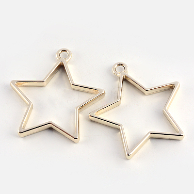 Rack Plating Alloy Star Open Back Bezel Pendants X-PALLOY-S047-40D-FF-1