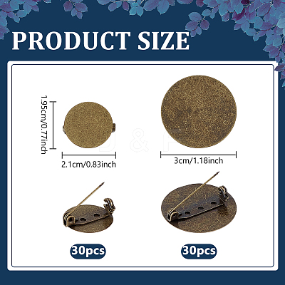 60Pcs 2 Styles Iron Brooch Base Settings FIND-NB0007-19-1