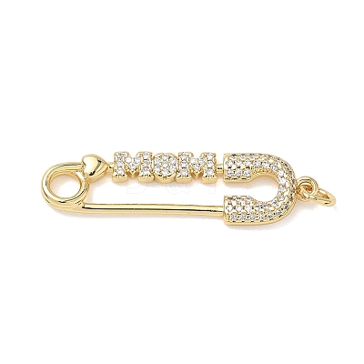 Mother's Day Brass Micro Pave Clear Cubic Zirconia Pendants KK-T084-01A-G-1