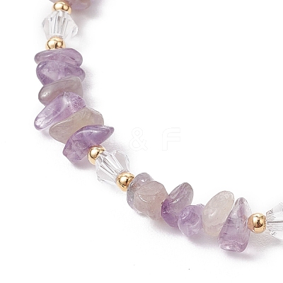 Natural Amethyst Chip Beaded Bracelets for Women BJEW-JB11742-03-1