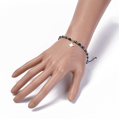 Electroplate Glass Braided Beads Bracelets BJEW-JB04307-06-1
