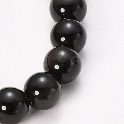 Natural Obsidian Beaded Stretch Bracelets BJEW-Q692-12-12mm-1