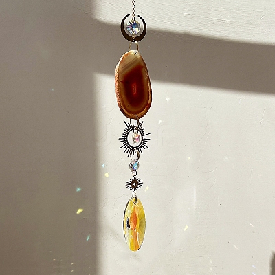 Agate Crystal Glass Sun Catcher Pendant PW-WG17544-05-1