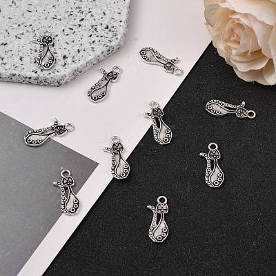 Tibetan Style Alloy Kitten Pendant Settings for Enamel PALLOY-A15359-AS-NF-1