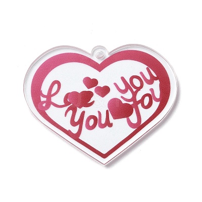 Valentine's Day Transparent Acrylic Pendant OACR-A025-02G-1