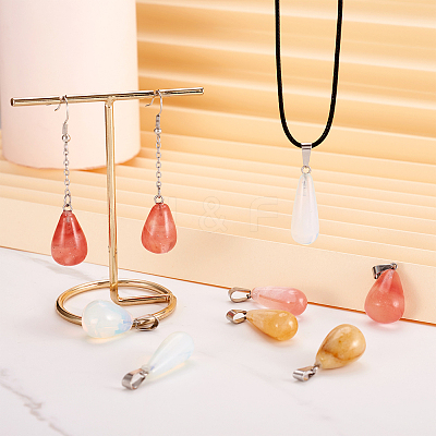 12Pcs 6 Style Natural & Synthetic Gemstone Pendants G-FW0001-23-1