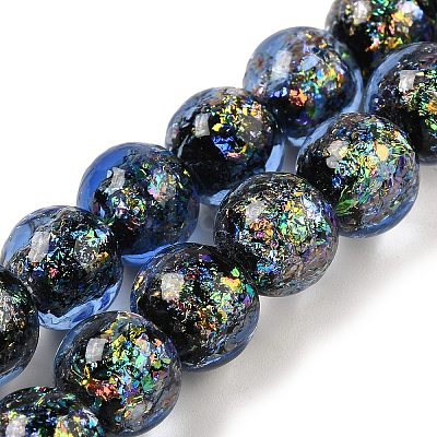 Handmade Dichroic Foil Glass Beads Strands DICH-U001-05E-1