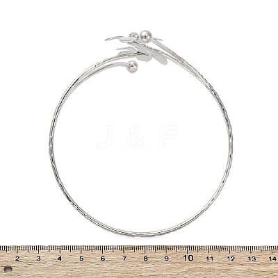Flower Alloy Arm Cuff Bangles for Girl Women AJEW-A063-01E-P-1