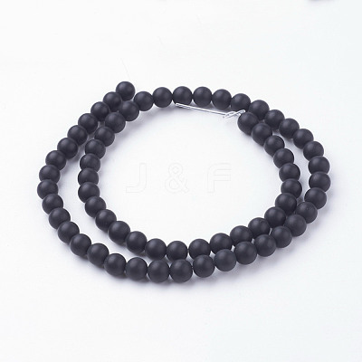 Natural Black Agate Bead Strands G-G735-60F-6mm-A-1