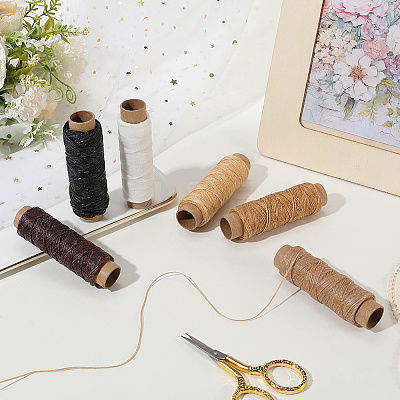 6 Rolls 6 Colors Flat Waxed Polyester Cord YC-CY0001-01-1