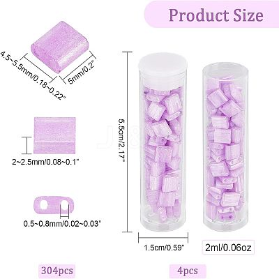 304Pcs 2-Hole Glass Seed Beads SEED-NB0001-70-1