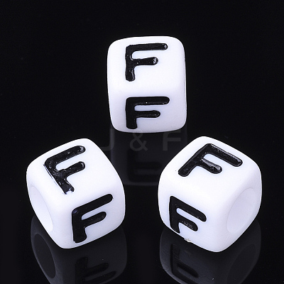 Acrylic Horizontal Hole Letter Beads X-PL37C9129-F-1