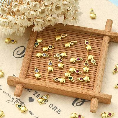 30Pcs Brass Micro Pave Cubic Zirconia Pendants ZIRC-CJ0001-17-1