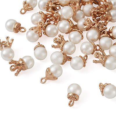 50Pcs 5 Styles Resin Imitation Pearl Pendants RESI-CD0001-16-1
