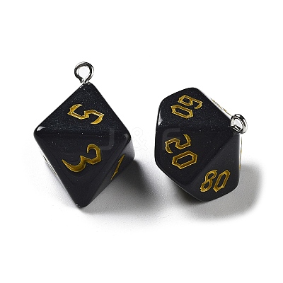 7 Styles Opaque Resin Polyhedral Dice Pendants Set RESI-A029-01C-1