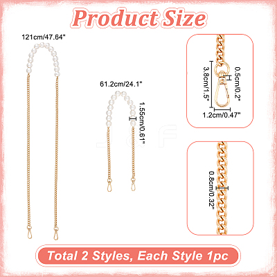 2Pcs 2 Style Plastic Imitation Pearl Beaded Bag Straps DIY-WR0002-72G-1