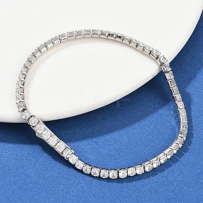 925 Sterling Silver Micro Pave Cubic Zirconia Tennis Bracelets for Women BJEW-C117-01B-P02-1