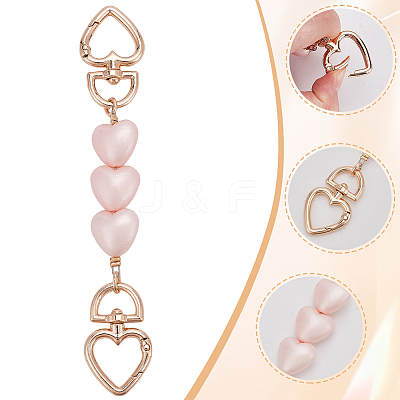 2Pcs Pink Heart Alloy Bag Extension Chains DIY-AR0004-96-1