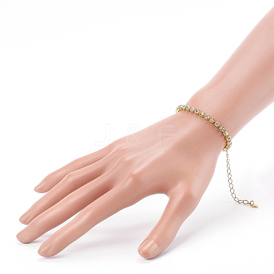 Brass Rhinestone Strass Chain Bracelets X-BJEW-JB06002-1