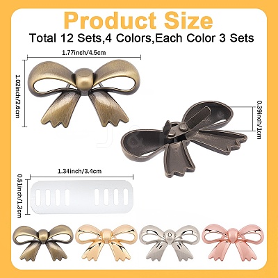 12Pcs 4 Colors Bowknot Alloy Decorative Buckles FIND-CP0003-70-1