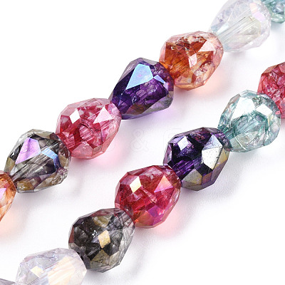 Transparent Electroplate Glass Beads Strands EGLA-N006-079H-1