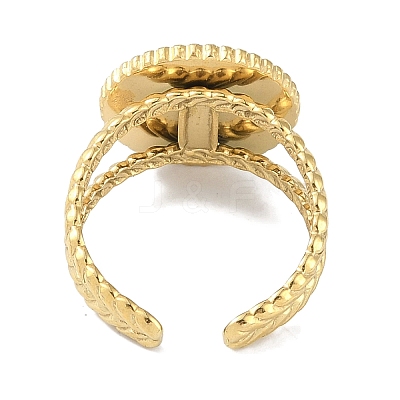 Ion Plating(IP) 304 Stainless Steel Enamel Flat Round Cuff Finger Rings RJEW-L107-043G-01-1