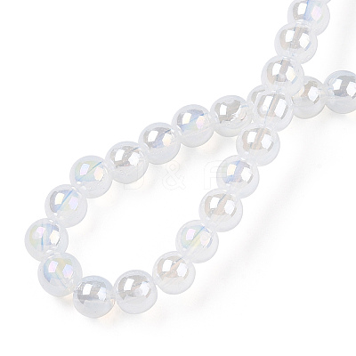 Electroplate Imitation Jade Glass Beads Strands GLAA-T032-J4mm-AB02-1