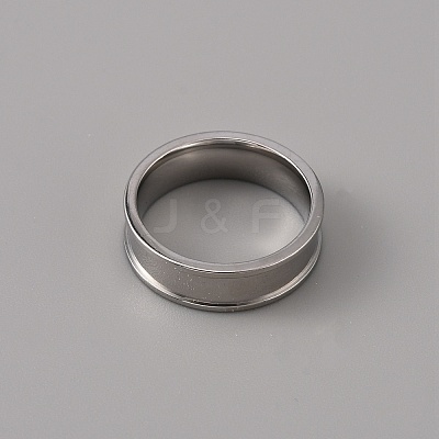 201 Stainless Steel Grooved Finger Ring Settings LS-STAS-WH0027-27B-P-1