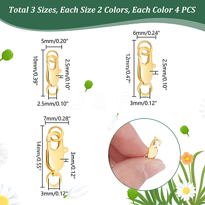 24Pcs 6 Styles Brass Lobster Claw Clasps FIND-PH0018-74-1