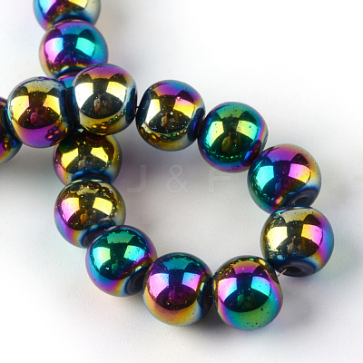 Electroplate Transparent Glass Beads Strands EGLA-Q062-8mm-D02-1