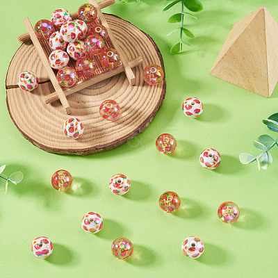 28Pcs 2 Styles UV Plating Iridescent Transparent Acrylic Beads OACR-TA0005-09-1